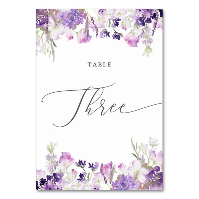 Tarjeta De Mesa Floral de lavanda Tres (Anverso)