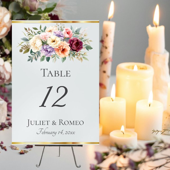 Tarjeta De Mesa Floral de primavera y cinta - Blanco perla (Subido por el creador)