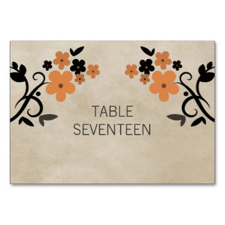 Tarjeta de mesa floral dulce de naranja vintage