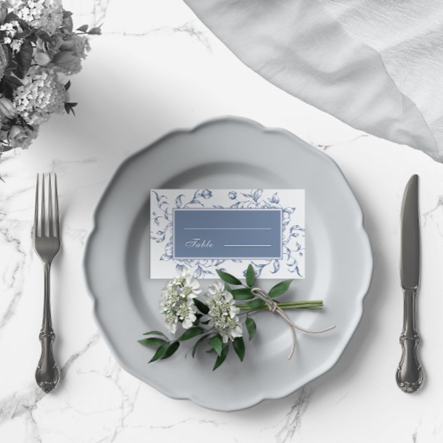 Tarjeta De Mesa Floral Dusty Blue Elegant Wedding (Subido por el creador)