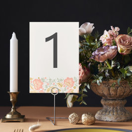 Tarjeta De Mesa Floral Elegance Peach Sage Blush Classic Wedding