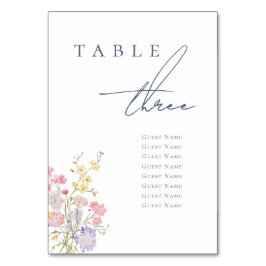 Tarjeta De Mesa Floral Elegant Dusty Blue Script Wedding