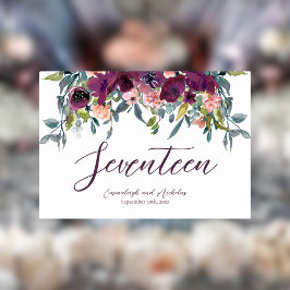 Tarjeta De Mesa Floral elegante | Boda Purple Garland