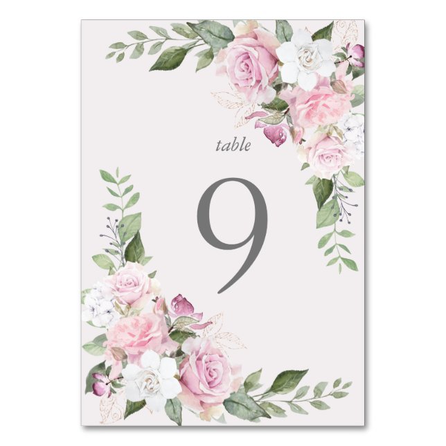 Tarjeta de mesa floral elegante del Rosa Garden (Anverso)