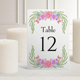 Tarjeta De Mesa Floral Fiesta Mexicana Vivid Boda