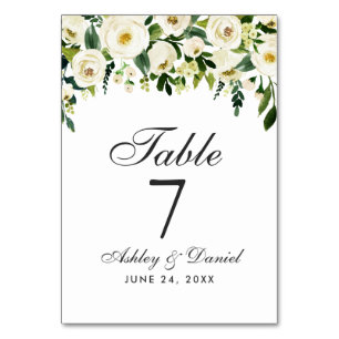 Tarjeta De Mesa Floral Floral Verde Boda blanco