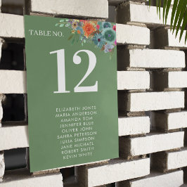 Tarjeta De Mesa Floral Garden Green Boho Moda Wildflower Boda
