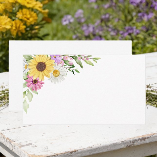Tarjeta De Mesa Floral Garden Wildflower Sunflower Daisy Wedding  (Subido por el creador)