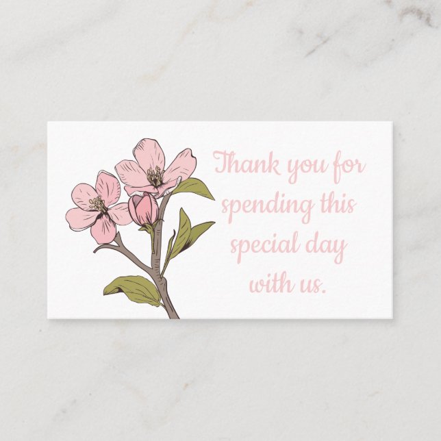 Tarjeta De Mesa Floral Gracias Cherry Blossom Pink Wedding Party (Anverso)