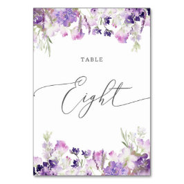 Tarjeta De Mesa Floral Lavender Ocho Número de Tabla