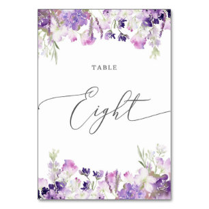 Tarjeta De Mesa Floral Lavender Ocho Número de Tabla