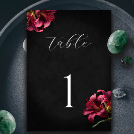 Tarjeta De Mesa Floral Lily Dark Boda gótico