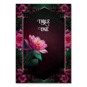 Tarjeta De Mesa Floral Lotus Boda Suite Starry Night Romance