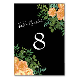 Tarjeta De Mesa Floral moderna Boda de color negro y rosa