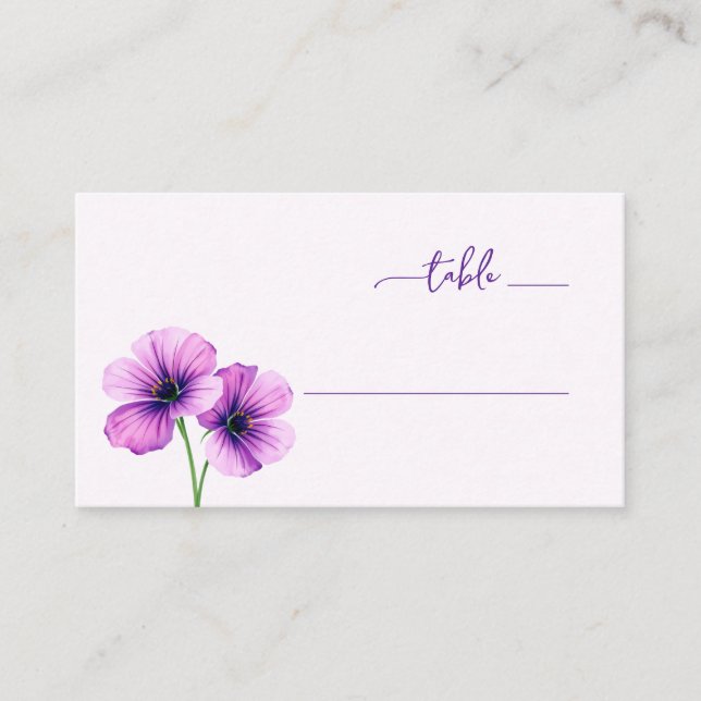 Tarjeta De Mesa Floral Morado Sereno (Anverso)