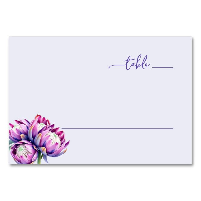 Tarjeta De Mesa Floral Morado Sereno (Anverso)