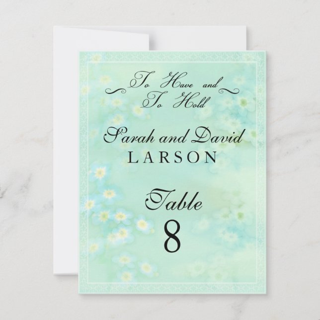 Tarjeta de Mesa Floral No Me Olvides para Boda (Anverso)