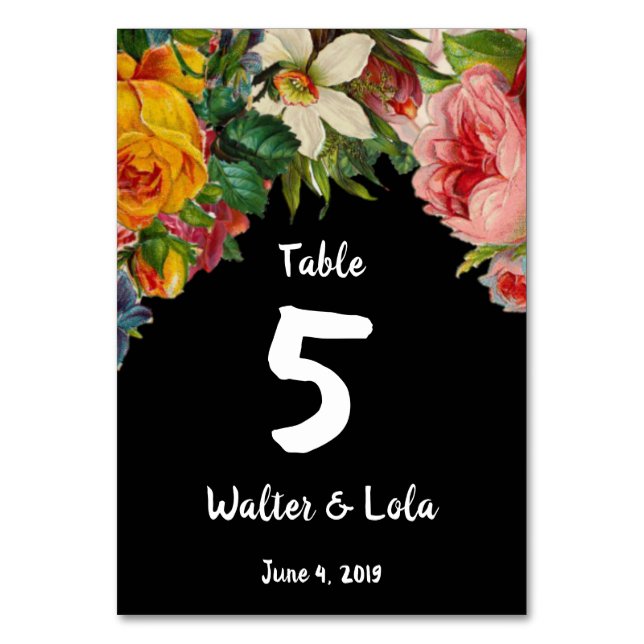 Tarjeta De Mesa Floral Noir (Anverso)