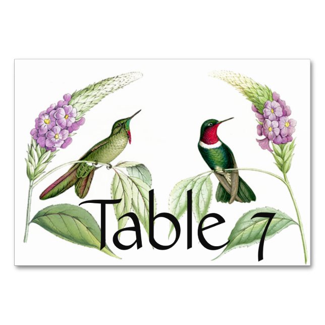 Tarjeta de mesa floral para aves Hummingbird (Anverso)
