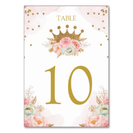 Tarjeta De Mesa Floral Pink & Gold Princess Royal Table number