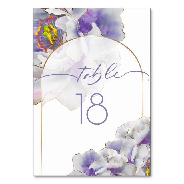 Tarjeta De Mesa Floral púrpura exótica (Anverso)