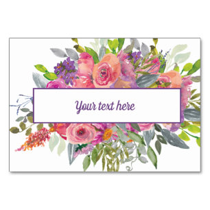 Tarjeta De Mesa Floral Púrpura Rosa