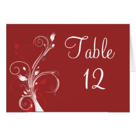 Tarjeta de mesa floral roja y blanca