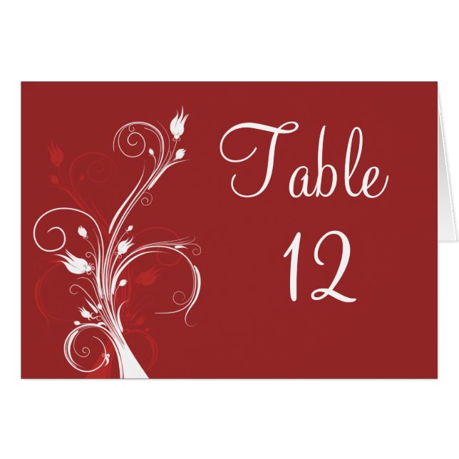 Tarjeta de mesa floral roja y blanca (Anverso (Horizontal))