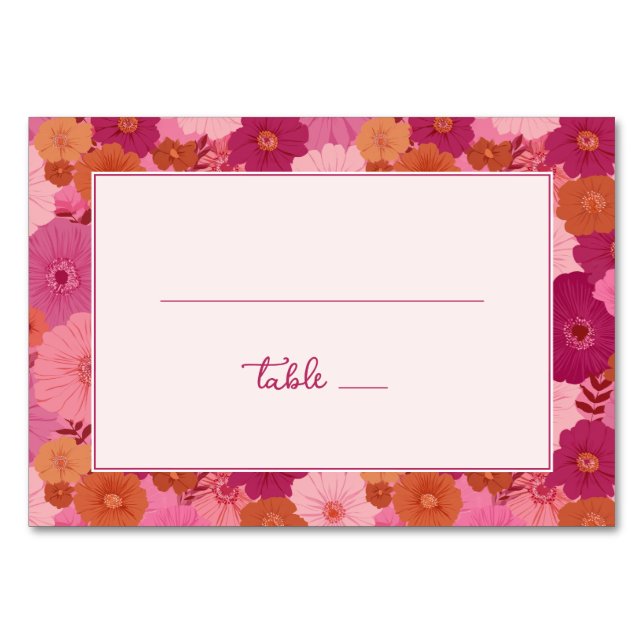 Tarjeta De Mesa Floral Rosa Alegre (Anverso)
