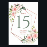 Tarjeta De Mesa Floral rosa de cobre geométrico<br><div class="desc">Moderno y a la moda,  este magnífico diseño de números de mesa presenta un falso rosa de cobre geométrico dorado adornado con rosas de acuarela rosa cobre y flores. Copyright Elegant Invita. Todos Los Derechos Reservados.</div>