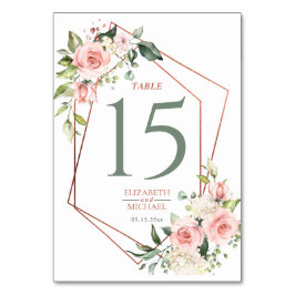 Tarjeta De Mesa Floral rosa de cobre geométrico