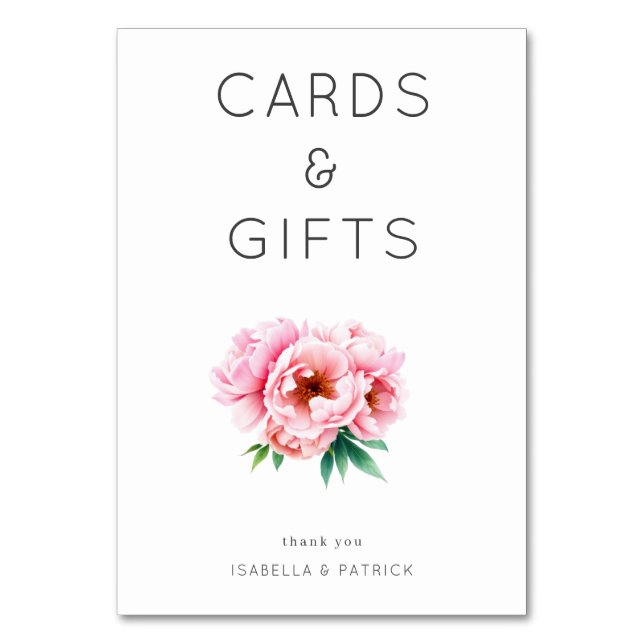 Tarjeta De Mesa Floral Rosa Elegante (Anverso)