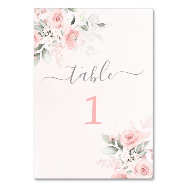 Tarjeta de mesa floral rosa Rubor (Anverso)
