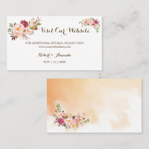 Tarjeta De Mesa Floral rosa Visita nuestra página web Boda inserta