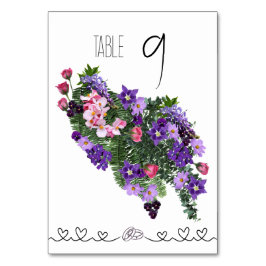 Tarjeta De Mesa Floral rosa y morada