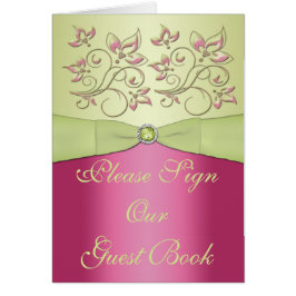 Tarjeta de mesa floral rosa y verde