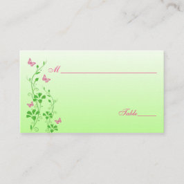 Tarjeta De Mesa Floral rosa y verde con mariposas coloca las tarje