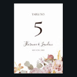 Tarjeta De Mesa Floral Rubor moderna | Número de tabla<br><div class="desc">Este florido y moderno | el número de mesa es perfecto para su elegante rosa de oro de lujo boho, verde sabio, boda rosa rubor. El diseño presenta un marco de Relieve metalizado dorado o un ramo con una melocotón rústico de color rojo, una flor suculenta de color canario clásico,...</div>