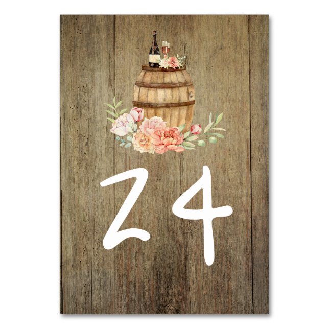 Tarjeta De Mesa Floral rústica de barril de vino (Anverso)