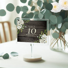 Tarjeta De Mesa Floral rústica de madera de granero