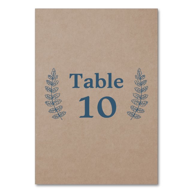 Tarjeta De Mesa Floral rústica | Faux Kraft Table Number Card (Anverso)