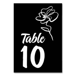Tarjeta De Mesa Floral simple gótica negra