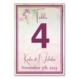 Tarjeta De Mesa Floral Sobre El Boda De Las Nubes