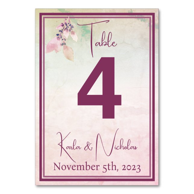 Tarjeta De Mesa Floral Sobre El Boda De Las Nubes (Anverso)