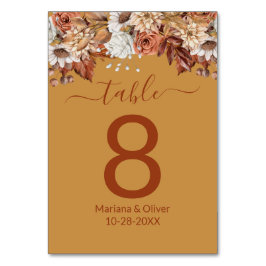 Tarjeta De Mesa Floral sobre el número de tabla de caída de oro