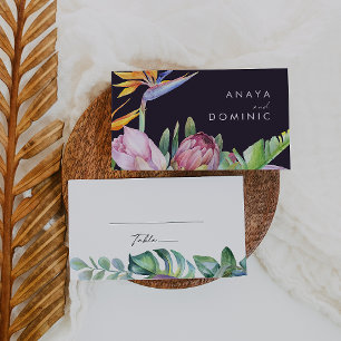 Tarjeta De Mesa Floral tropical colorida Boda morado