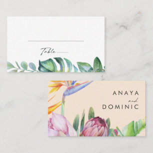 Tarjeta De Mesa Floral tropical colorida   Boda Peach