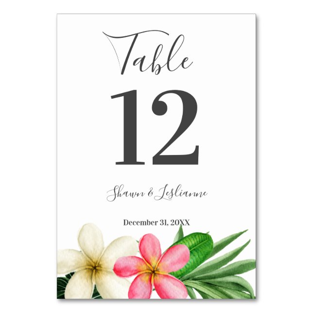 Tarjeta De Mesa Floral tropical hawaiana (Anverso)
