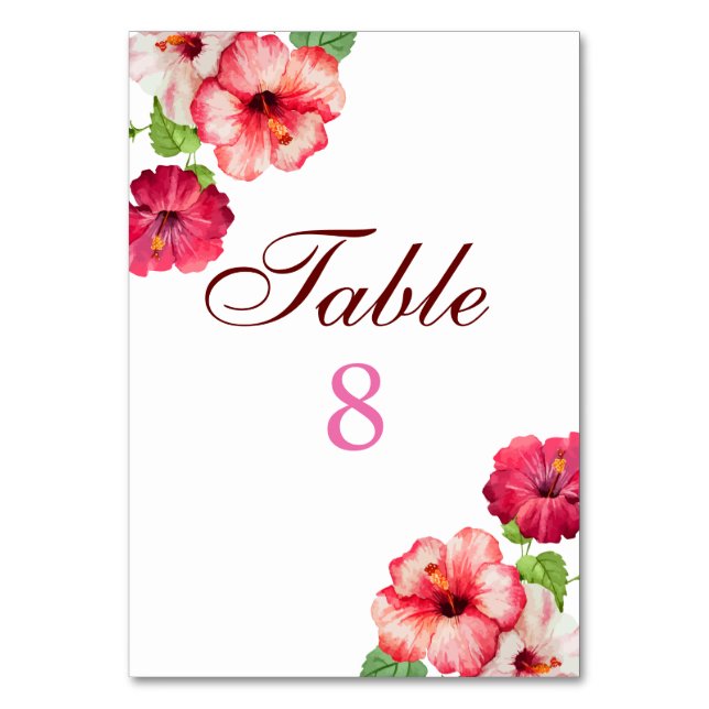 Tarjeta De Mesa Floral tropical | Número de tabla de boda (Anverso)
