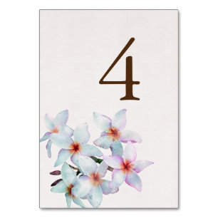 Tarjeta De Mesa Floral Watercolor Frangipani Terracotta Boda